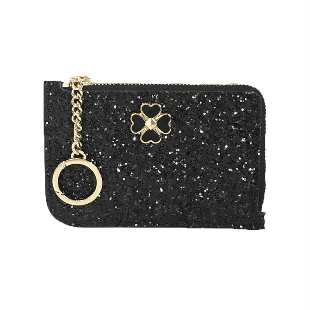 Kate Spade Odette Glitter L Zip Wallet Keychain Sparkle Coin Purse Card Holder